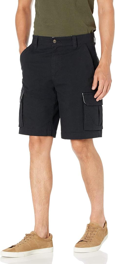 Amazon Essentials Men's 10” Lightweight Ripstop Stretch Cargo Short, Black, 38