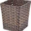 mDesign Small Woven Basket Trash Can Wastebasket - Square Garbage Container Bin for Bathrooms, Kitchens, Home Offices, Craft, Laundry, Utility Rooms, Garages - Espresso Brown