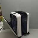 Coolife Carry-On Luggage, 20-inch Lightweight Hardshell, Airline-Certified ABS+PC, Pocket Compartment (White, 20-inch Carry-On)