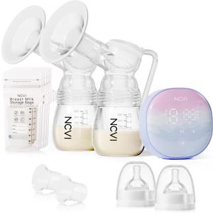 NCVI Double Electric Breast Pump 8122-1 with 4 Modes 9 Levels, Breastfeeding Pump with 21/24mm Flanges, Rechargeable Milk Pump Ultra-Quiet for Home & Travel, LED Touchscreen