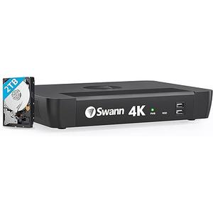 Swann 4K 8Channel Security Camera System NVR Recorder: nvr-8580 Security PoE NVR Box with 2TB HDD,24/7 Continuous Recording,Work with Swann IP 12MP/4K/5MP/4MP HD Cameras, SRNVR-88580H