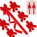WILLBOND 8 Pcs Valentine's Day Cabinet Ribbons Bows for Kitchen 78.8 Inch Red Large Valentine's Day Door Ribbon Cabinet Bows for Gifts Tree Home Wall Furniture Party Decorations
