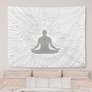 AQYIP Meditation Tapestry Wall Hanging, Spiritual Zen Yoga Tapestry Decorative, Meditation Mindfulness Wall Blanket Decor for Yoga Zen Room Bedroom, 50x60 Inch