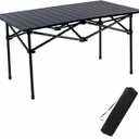 Folding Camping Table, Portable Beach Table,with Portable BagSuitable for Indoor, Outdoor, Camping, Backyard, Party, Patio, The Black Camping Table at The Beach (37"D x19.7"W x21.5"H)