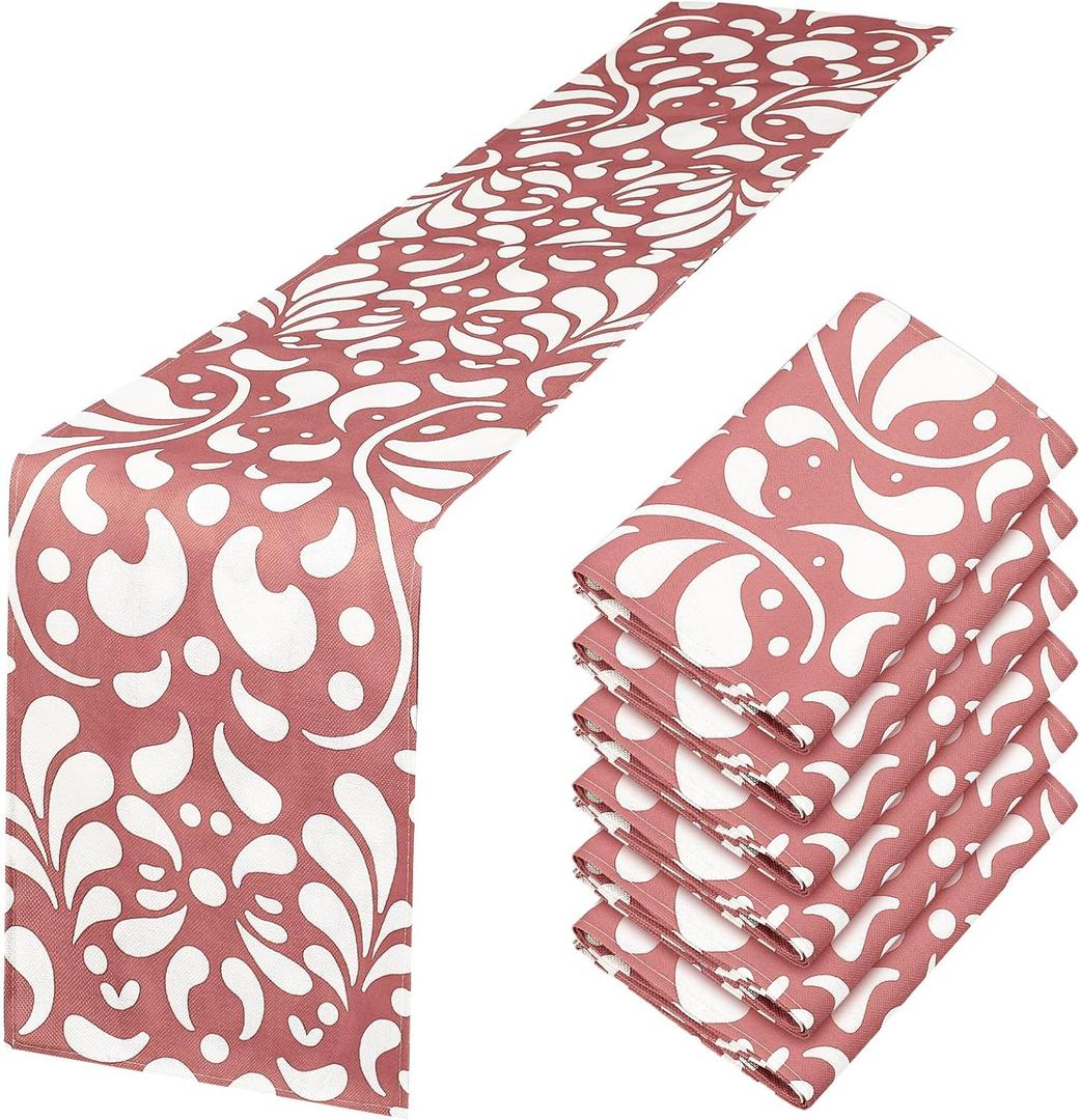 6 Pcs Cielito Lindo Party Decorations Talavera Table Runner 71 x 13'' Cielito Lindo Baby Shower Party Decoration Mexico Home Decor Traditional Cinco De Mayo Decorations (Pink)