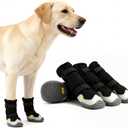 Dog Boots for Winter Snowy Day Water-Resistant Dog Shoes for Small Medium Large Dogs Paw Protectors for Outdoor Hiking Walking (Black, 7# (Width 2.8inch) for 63-78bs)