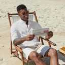 COOFANDY Men's Casual Henley Shirts Long Sleeve Band Collar Lightweight Beach Shirts Summer T-Shirts (White, S)