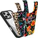 IYH for iPhone 16 Pro Max Case with 3 Interchangeable Magnetic Back Covers, Military-Grade Protection | Wireless Charging Compatible, Floral Pattern, Black