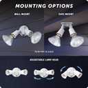 3 x GLOBE Electric 240W Twin Head Dusk to Dawn Security Flood Light, White Finish, Automatic Photocell, Hardwired, Weather Resistant Outdoor Spotlight, 17000081