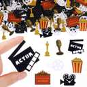 Capoda 490 Pcs Movie Confetti Table Decoration for Glitter Red Golden Black Confetti Decorations for Movie Night Birthday Party Supplies Favors