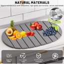 Large Stone Drying Mat for Kitchen Counter, Quick Drying Foldable Dish Drying Mat, Super Absorbent Diatomaceous Earth Drying Mat for Dishes Bottles Cups, Match Any Countertop (Grey, 22.8"x15.4") (Gray)