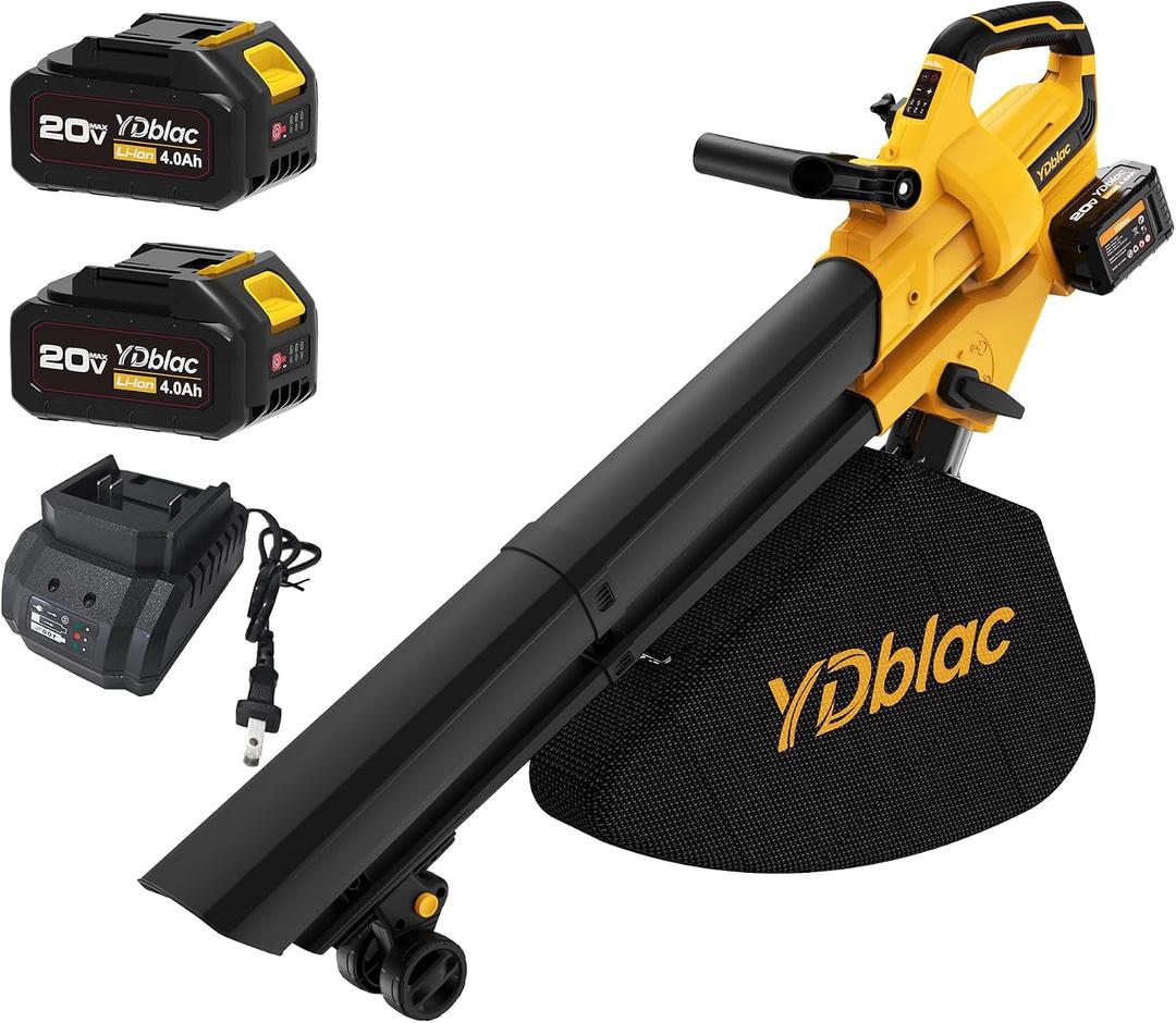 40V Cordless 3-in-1 Leaf Blower Vacuum Mulcher
600 CFM 160 MPH Leaf Vacuum with 40L Collection Bag & 2×4.0Ah Batteries for Lawn, Yard & Patio Cleanup, Yellow