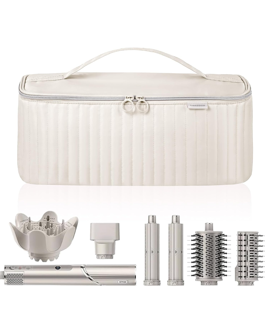 Travel Carrying Case for Hair Dryer Shark Flexstyle Dyson Airwrap Brush Hair Accessories Tools Storage Bag for Revlon Hairdryer Styler Organizer (Beige)