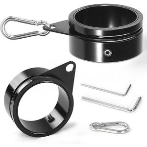 Anovo Flag Pole Rings, Aluminum Alloy Flagpole Rings 360° Rotating Anti Wrap Flag Mounting Ring, Spinning Flag Pole Clips with Carabiner for 0.751.02 Inch Diameter Pack of 2 (Black)