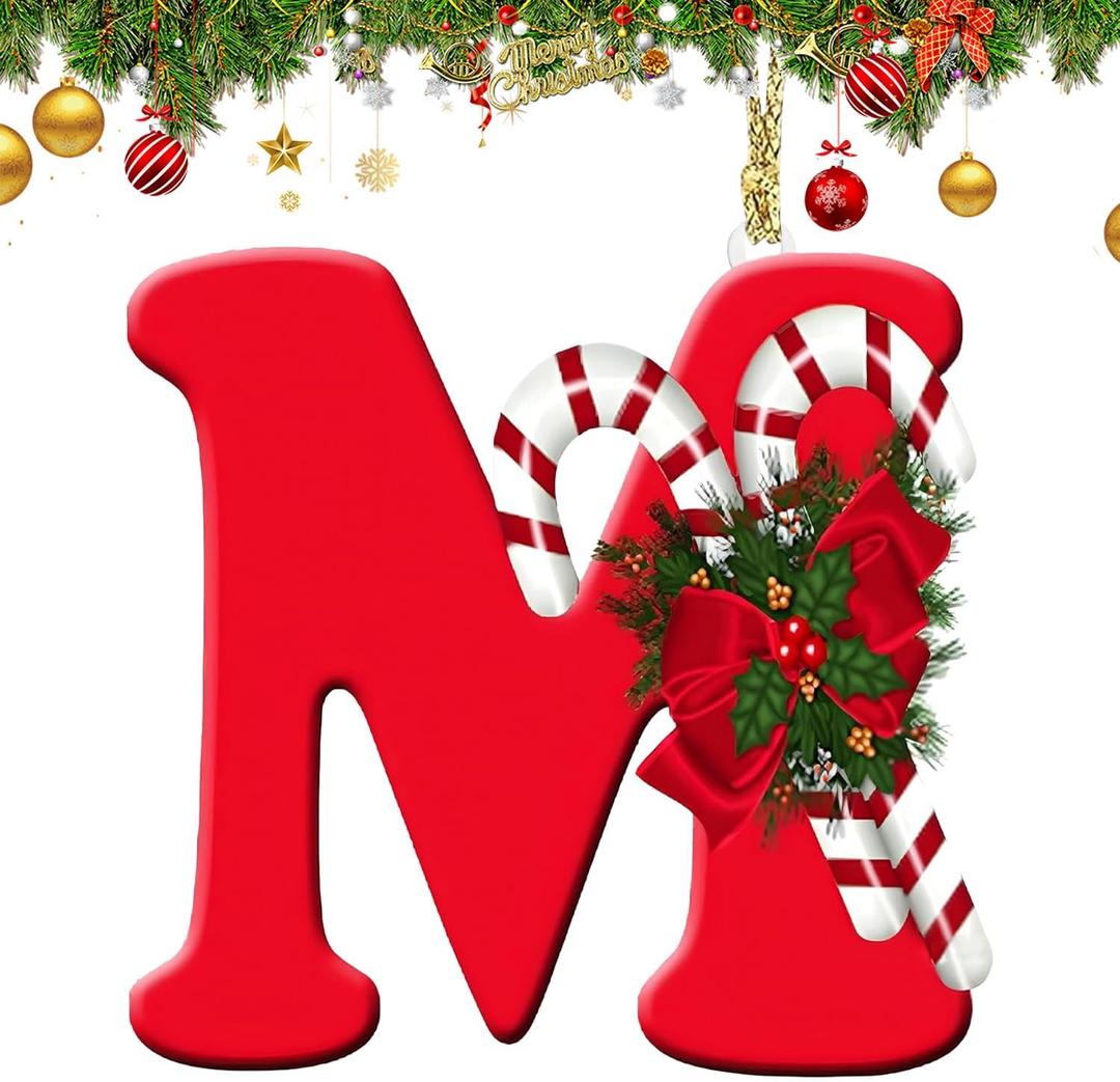 4 x 26 Letter Ornaments for Christmas Tree Decoration - Personalized Hanging Pendant Xmas Alphabet for Christmas Initial Ornament 2025, DIY Craft Ornaments,Original Gifts for Family Friends (M)