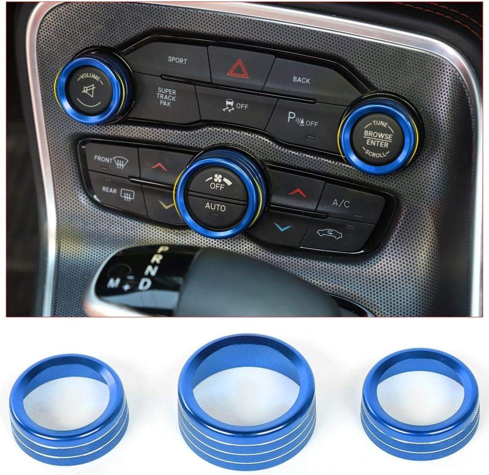 Voodonala Air Conditioner Switch CD Button Knob for Dodge Challenger 2015-2024 Charger Chrysler 300 300s 2015-2019, for RAM 2013-2018 (Aluminum Alloy Blue)
