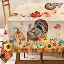 Thanksgiving Tablecloth 60120 Inch, Thanksgiving Decorations Turkey Table Cloth for Rectangle Buffalo Plaid, Orange Decor Pumpkin Tablecloths Polyester Vintage for Picnic Party Dinner