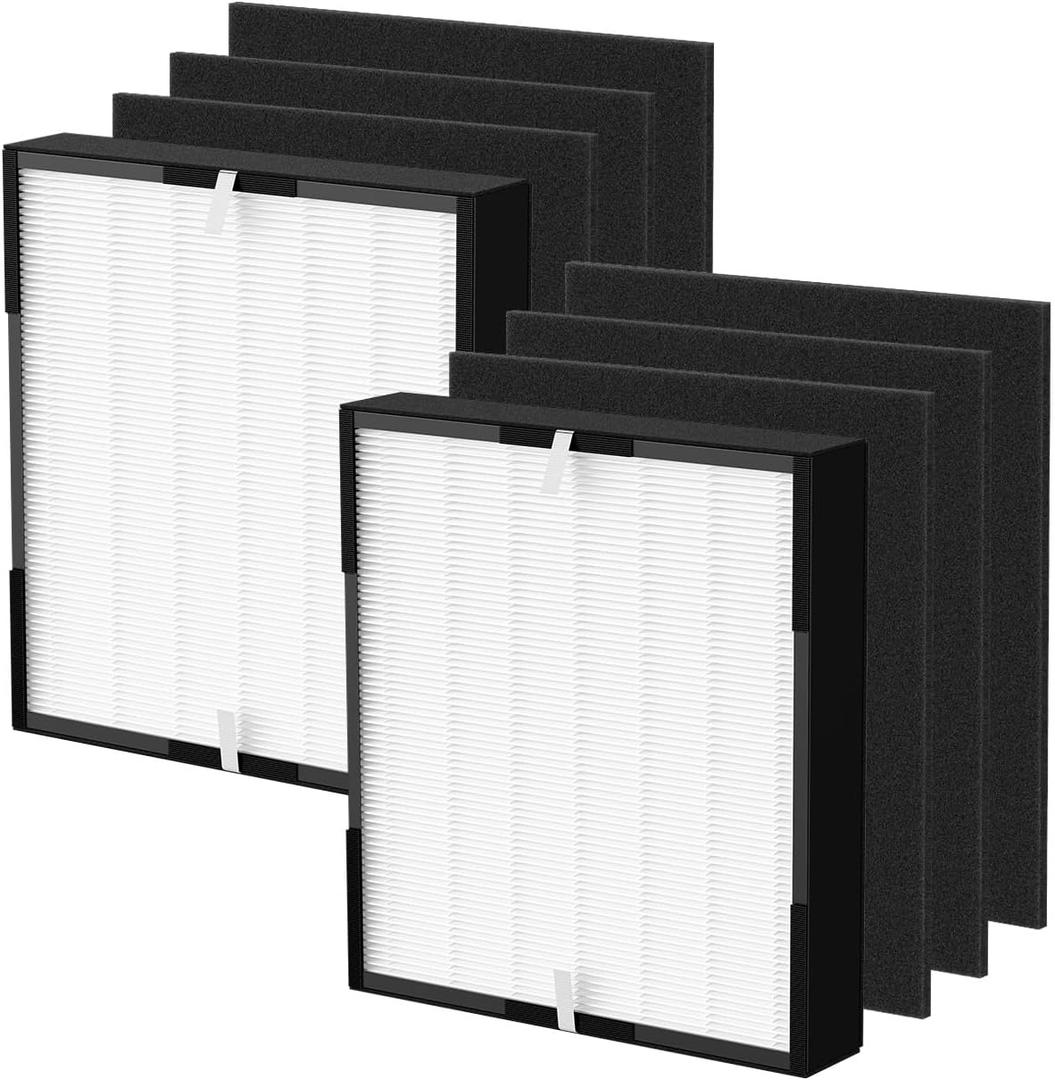 FLT5900 Filter J Replacement For G-Guardian AC5900WCA & AC5900WDLX Air Purifier 99.97% Powerful Filtration Includes 2 White Filters and 6 FLT21CB4 Activated Carbon Pre-Filters
