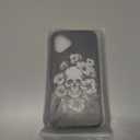 IWONE Compatible with iPhone 16 Plus Case with Card Holder Cute Shockproof Drop Protection Phone Wallet Slot Cover Cases for Women - Black Floral Skull Skeleton