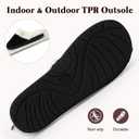 Womens Warm Knit House Slippers, Comfy Memory Foam Winter House Shoes, Soft Plush Slip-On Bedroom Slippers for Indoor and Outdoor (7-8, Black)