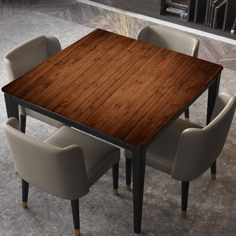 Fitted Table Cover Elastic Edged Polyester Waterproof Table Cloths, Aged Wooden Planks Texture Old, Fitted Square Tablecloth Table Cloths for Banquet, Fits for 36"x36" Table