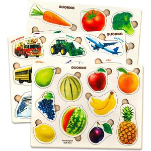 Wooden Puzzles for Toddlers 1-3 - 3 Montessori Kids Puzzles Ages 2-4