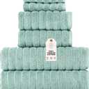 Classic Turkish Towels CTT Luxury 6 Piece Towel Set, 100% Turkish Cotton, Quick Drying, Highly Absorbent & Comfy, Includes 2 Bath Towels, 2 Hand Towels & 2 Washcloths | (Spa Green)