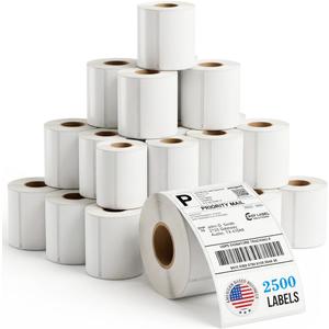 2500 PCS Thermal Shipping Labels 4x6, White Perforated & Smudge-Proof Direct Thermal Labels (250 Labels/Roll), Compatible with Zebra, Rollo, Jadens, Nelko (10 Rolls)