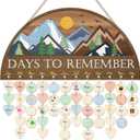 3D Days to Remember Birthday Calendar(16"x8"), Rustic Mountain Landscape Themed Birthday Reminder Tracker Wall Hanging, Farmhouse Family Birthday Chart Broad with 100 Tags for Grandma Mom Gift
