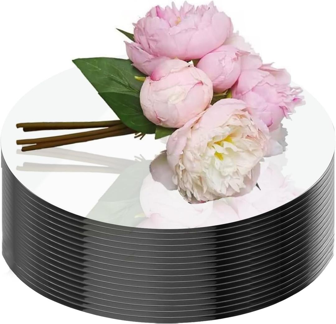 16Pack Round Mirror Centerpieces for Tables, Acrylic Round Mirror Trays Plates Decoration Circular Plate for Table Centerpiece Candles Wedding Baby Shower Christmas Party Decor Crafts (6inch)