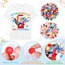 Suncalla 12 Sets DIY 100th Day of School Iron on Decals Craft Kit with Patches Buttons Machine Ice Cream Caterpillar T Shirt Dot Stickers for Kids DIY Art School Party Activity Creative Supplies