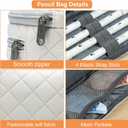 3 x Della Gao Large Pencil Case, Big Capacity Pencil Pouch with 3 Compartments, Office Pencil Bag with Zipper, Big Pen Case for Adults (Beige-03RH)