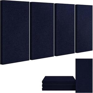 UMIACOUSTICS 4 PCS Acoustic Panels, 2 Thick 23.6" x 11.8" Fiberglass Sound Wall Panels, Self-adhesive Sound Absorbing Panels for Home Studios, Office, Theater. Navy Blue