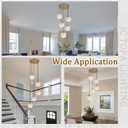 Modern Globe Cluster Chandeliers, 5-Light White Glass Pendant Light Multi Cluster Pendant Lighting Mid Century Chandelier for Living Room Staircase Foyer Entryway, Brass, 5 Lights | 1 Pack