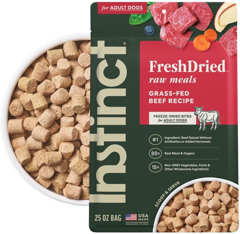 Instinct Freeze Dried Raw Meals Grain Free Dog Food, Dry, Freeze Dried, Raw, Beef Recipe, 25 oz (EXP 08/14/28)