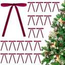 Flasoo 40 Pieces Velvet Bows for Christmas Tree, Velvet Clip on Bow Ornaments for Christmas Decorations(Burgundy, 5" x 7", Width of 3/8")