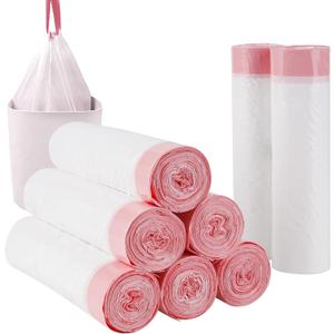 8 Gallon Plastic Trash Bags 120 Count Black Drawstring Thick Garbage Bags for Office Kitchen Home 22.06'' x 25.61'' (White, 8)