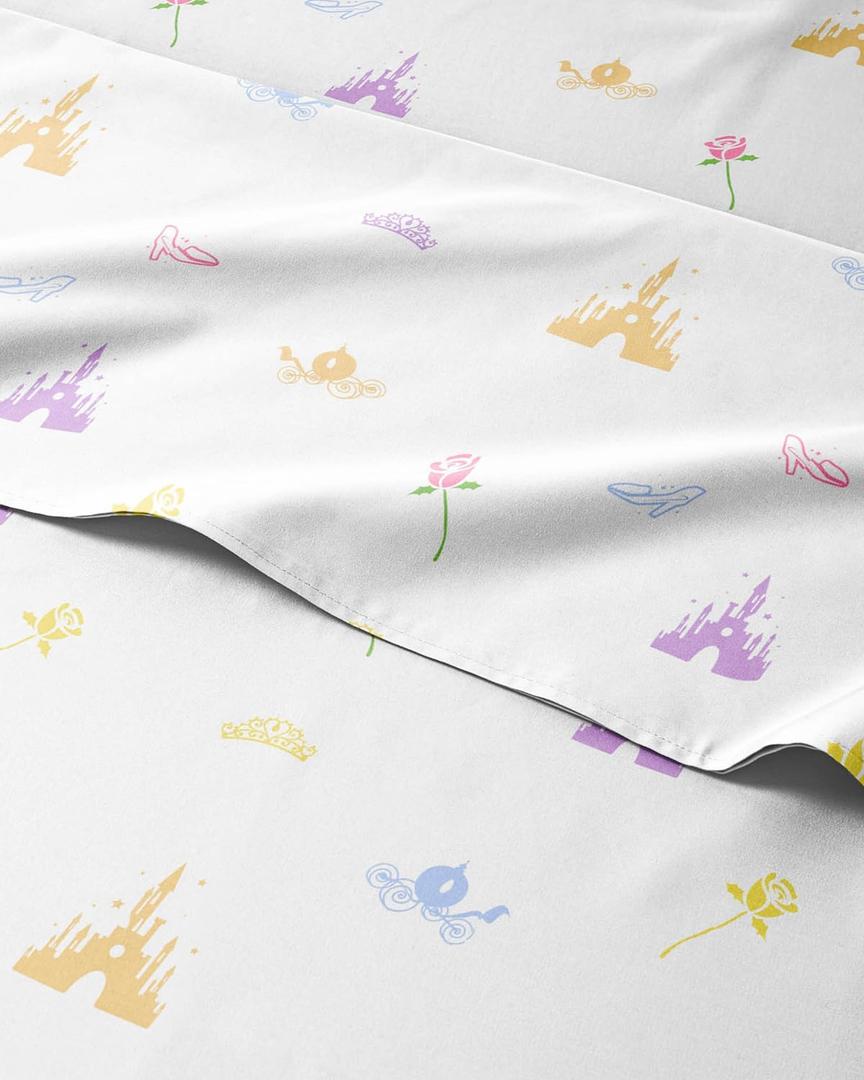 Kids Queen Size Bed Sheet Set - 4 Piece Kids Loft Bed Sheets - Princess Castle Themed Bedding - Soft, Cute and Cozy - Breathable and Machine Washable - Rose Bed Set for Boys, Girls, Teens & Toddlers