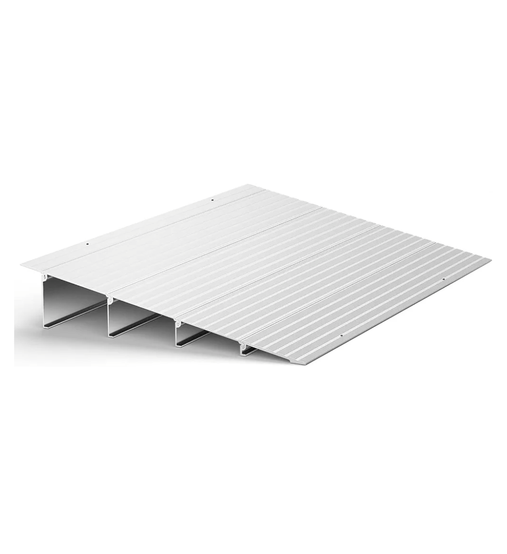 Door Threshold Ramp 4" Rise Door Ramp Aluminum Entry Ramp or Doorways Rated 800 lbs Load Capacity forWheelchair Scooters Power Chairs Walkers Metallic