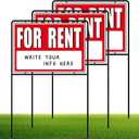 For Rent Signs with Stakes, Double-Sided Printing, For Rent Yard Signs, For Rent Sign with Stand,(3 Pack)