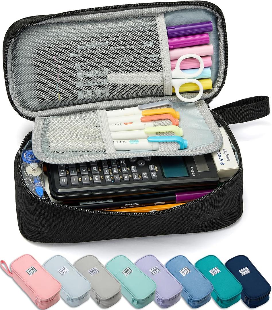 SPACEMATE Pencil Case Pouch Box Bag School Supplies Girls Boys Kids, Cute Preppy Stuff Large Big Capacity Aesthetic Pen Organizer, Back to College Stationary, Black, Classic Stlye, 1800ml SPACEMATE Pencil Case Pouch Box Bag School Supplies Girls Boys Kids, Cute Preppy Stuff Large Big Capacity Aesthetic Pen Organizer, Back to College Stationary, Black, Classic Stlye, 1800ml