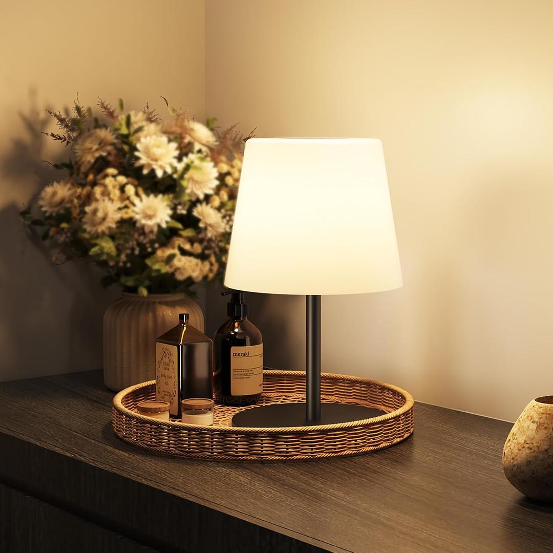 EZVALO Outdoor Cordless Table Lamp, IP65 Waterproof 4500mAh Rechargeble Shower Lamp, Dimmable Touch Lamp, LED Night Light Lamp for Bathroom Patio Camping Restaurant Home 1 Pack (Black)