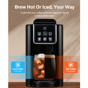 KIDISLE Hot & Iced Coffee Maker with Bold Setting, Single Serve Coffee Maker for K Cup and Grounds, 6-14 Oz Brew Sizes, 50 Oz Removable Water Tank, One Cup Coffee Machine with Reusable Filter, Black 