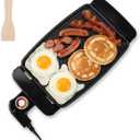 Small Electric Griddle, 10 Inch Mini Ceramic Non-Stick Electric Skillet with Adjustable Thermostat, 1200W Single Serve Grill for Breakfast, Cooking for Pancakes, Eggs, Sausage