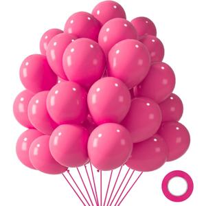 LovesTown 110 PCS Hot Pink Balloons, 12 Inch Bright Hot Pink Latex Balloons for Birthday Bridal Shower Wedding Gender Reveal Bachelorette Party Decorations