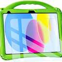 TopEsct Kids Case for iPad (A16) 11th Gen 11" 2025, iPad 10th Gen 10.9" 2022 with Tempered Glass Screen Protector, Silicone Shockproof Case Comes with Strap (Green)