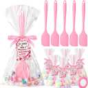 12 Set Valentine's Day Spatula Gifts Bulk DIY Set Pink Silicone Spatula for Kitchen Neighbors Baking with Ribbon Greeting Cards and Plastic Bags for Cooking Gifts(Valentine's Day,Pink)