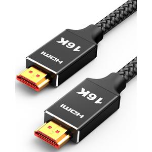 Capshi 96Gbps HDMI Cable 2.2 6.6ft, 16K@60Hz, 8K@120Hz, 4K@240Hz, High Speed Cord for PS5/4, TV, Gaming Console, Monitor, Support HDR, eARC, DTS:X, HDCP 2.2 & 2.3, Braided, Grey