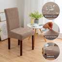 Genina 100% Waterproof Dining Room Chair Covers Set of 6 Stretch Kitchen Chair Covers Parsons Chair Slipcovers for Dining Room Chair Protector Cover, Removable, Washable (Leaf Pattern-Taupe)