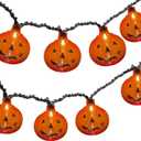 Halloween String Lights, 8.5Ft Jack-O-Lantern Pumpkin Lights with 10 3D Pumpkin, Plug in Waterproof Halloween Light for Indoor Home Bedroom Outdoor Camper Decor Party Decorations